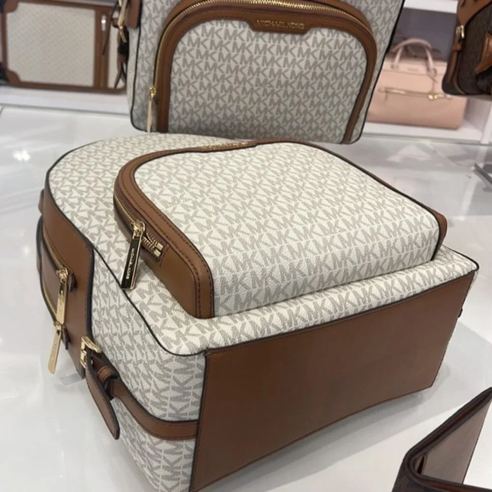 Michael Kors Jaycee Large Zip Pocket Backpack Vanilla